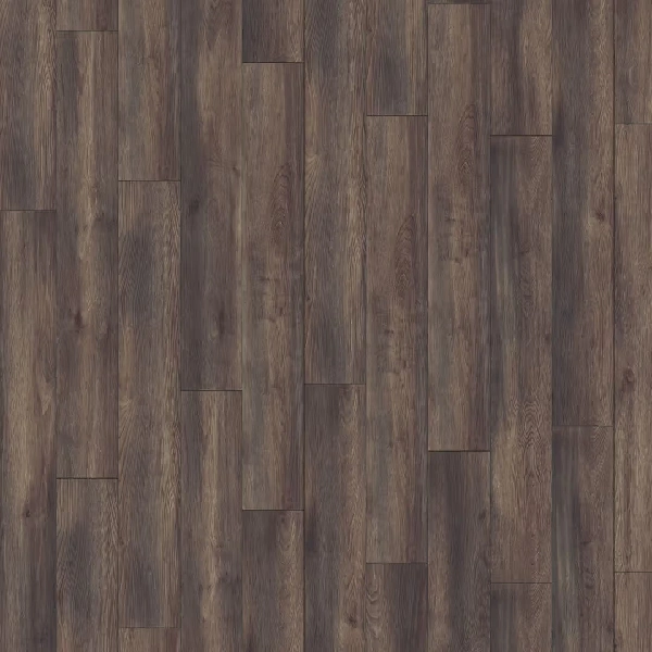 Dark brown laminate wood flooring with subtle grain texture