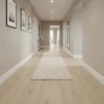 Light blonde wood-look LVT plank flooring in a modern hallway