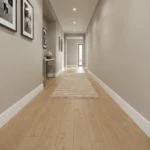 Light oak wood-look LVT plank flooring in a modern hallway