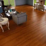 Living room with polished wood laminate floors