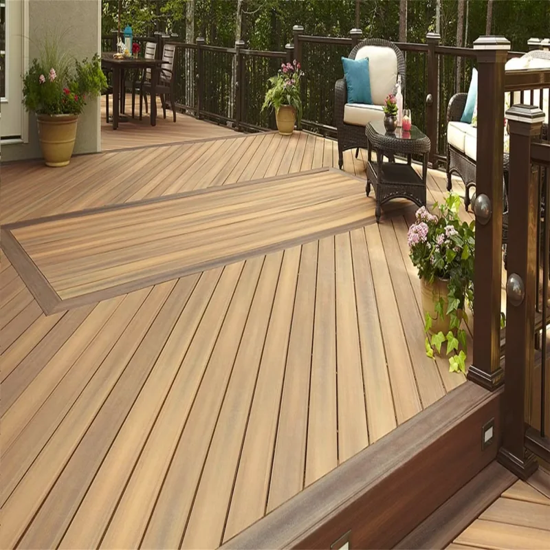Premium WPC decking with diagonal picture frame border