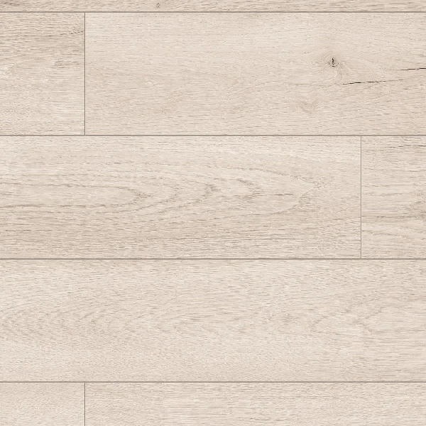 SPC flooring with a wide-plank, pale blonde oak