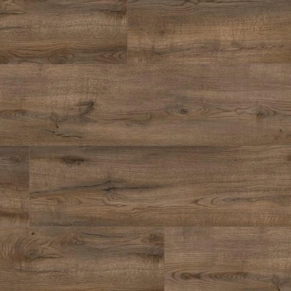 SPC flooring with a wide-plank, rich medium-brown oak