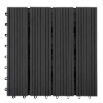 Top-down view of a square black decking tile