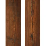 Two planks of dark cherry wood flooring.