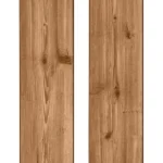 Two planks of knotty pine wood flooring.