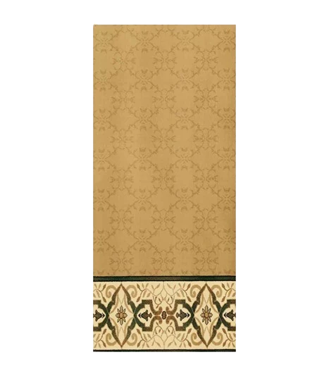 Beige prayer rug featuring a subtle pattern and a decorative border.
