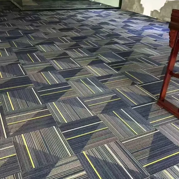 Striped multi-directional broadloom carpet tiles pattern floor
