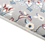 Close-up of grey floral mosque carpet texture