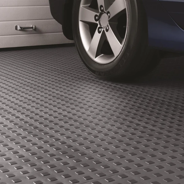 Coin pattern rubber flooring for garage