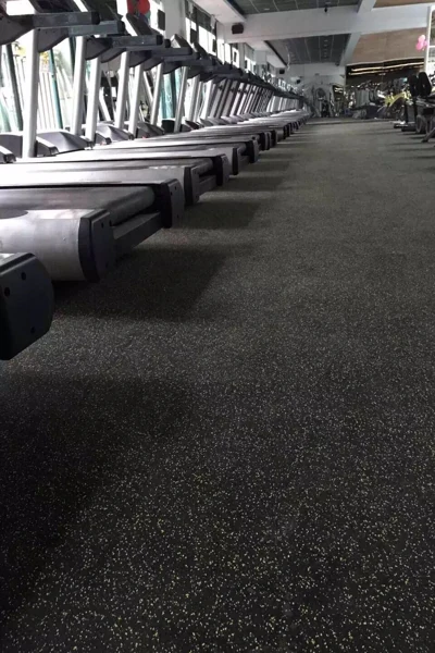 Durable gym flooing with rubber matting