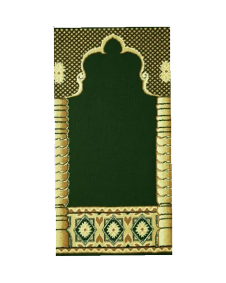 Green mosque carpet with an arched design