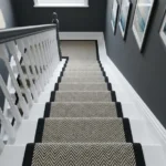 Herringbone stair carpet runner, top-down view