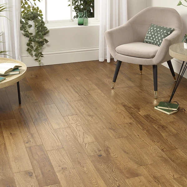 Light oak semi solid flooring planks with micro bevels