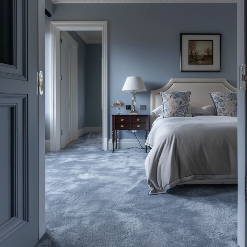 Luxury-blue-plush-carpet-in-modern-bedroom