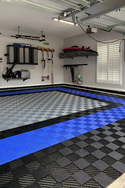 Modern checkered pattern garage flooring