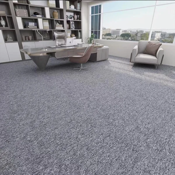 Textured grey wall to wall corporate office carpet.