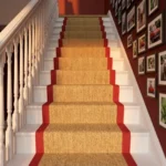 Sisal stair runner with red border from above