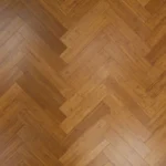Spacious modern living room with herringbone bamboo flooring