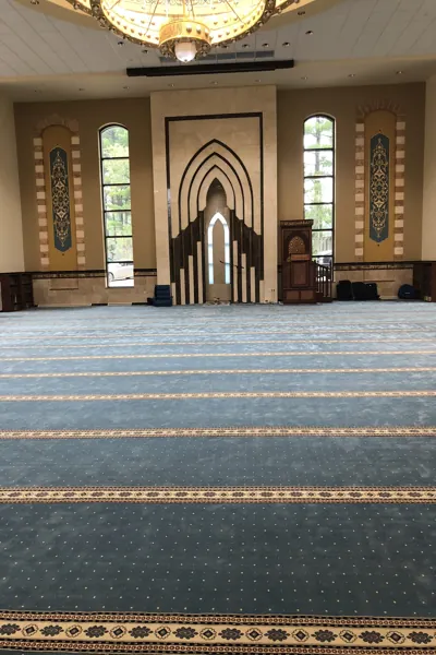 Spacious mosque hall with mosque carpet