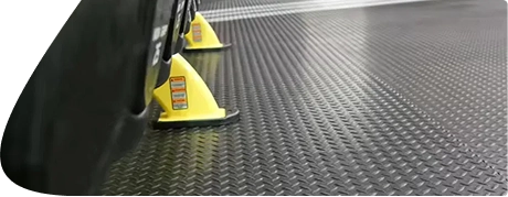 Striped grey and black interlocking PVC gym flooring tiles