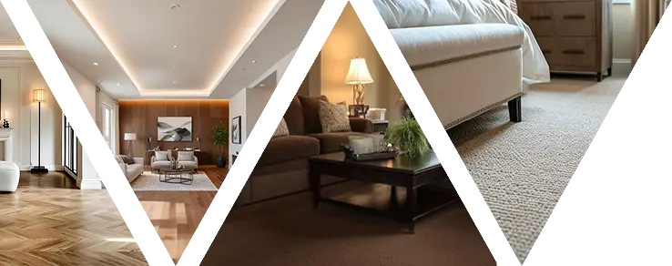 Various interiors showing premium flooring and carpets