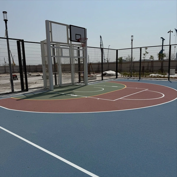 basketball court featuring durable EPDM flooring.