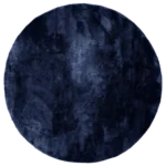 Deep blue round carpet with a soft, shaggy texture.