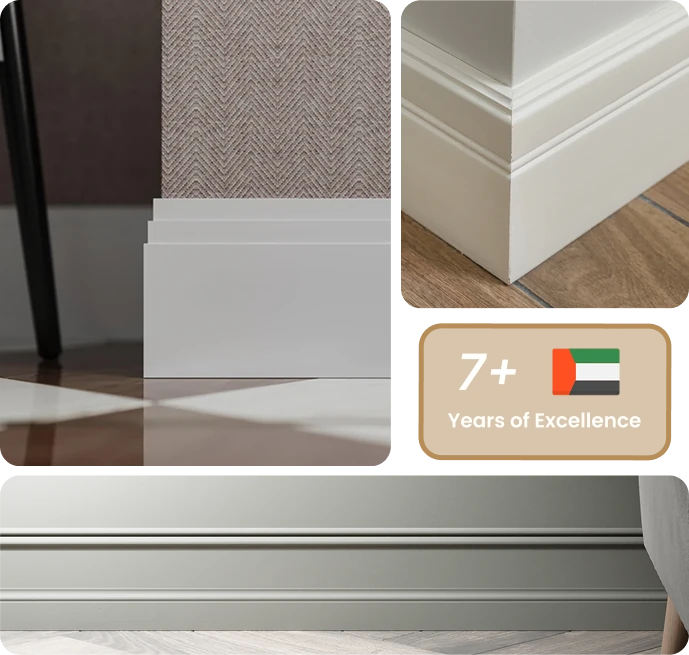 Elegant white grooved MDF skirting baseboards