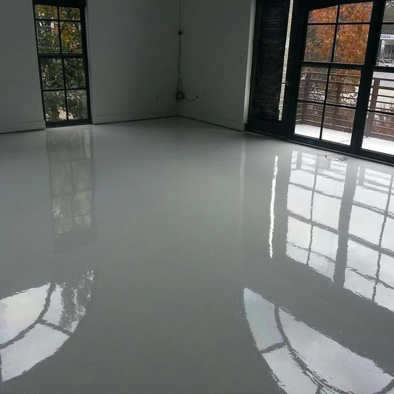 Glossy grey industrial factory epoxy floor finish