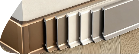 Metallic aluminum skirting boards in various shades