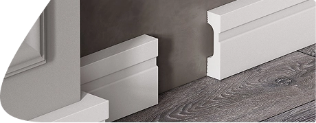 Modern white square edge MDF skirting board