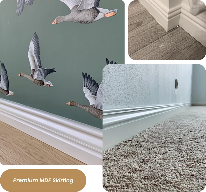 Premium white Torus MDF skirting board panels