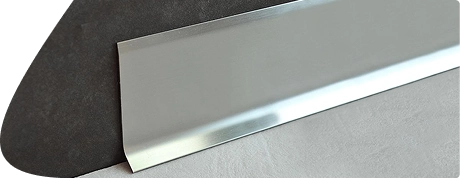 Sleek brushed silver aluminum skirting profile