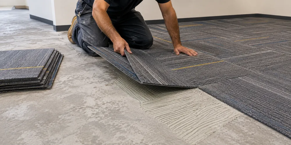Installing carpet on concrete floor