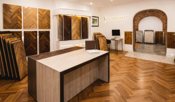 Floor Street showroom featuring various flooring textures